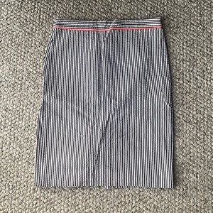 J crew pencil skirt, pin striped / neon